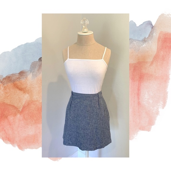 The Limited Blue Linen Pencil Mini Skirt - Picture 8 of 8